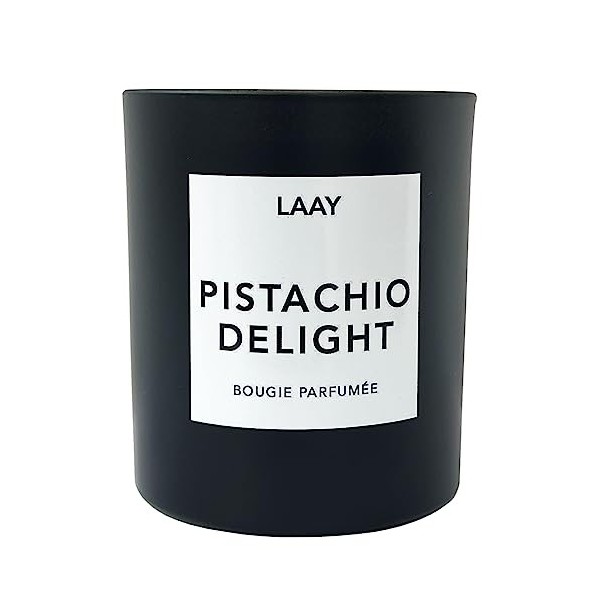 LAAY Bougie parfumée en verre 250 g - Pistache Delight - Bougie naturelle en cire de soja - Végétalien - Fabriquée à la mai