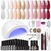 UR SUGAR 48W Lampe U V Kit Vernis Semi Permanent Complet, Kit Manucure Semi Permanent Nude avec 12 Couleur Pink Vernis à Ongl