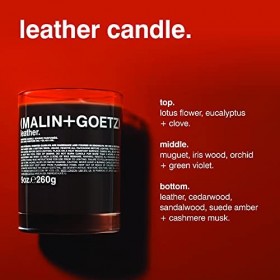 Malin + Goetz Bougie en cuir - Parfum artisanal de maroquinerie, mélange de cire naturelle, parfum moderne et traditionnel, v