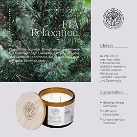 FARM TO AROMATHERAPY Bougie parfumée pour détente en verre avec couvercle en bois et 2 mèches – Blanc et végétalien – Avec hu