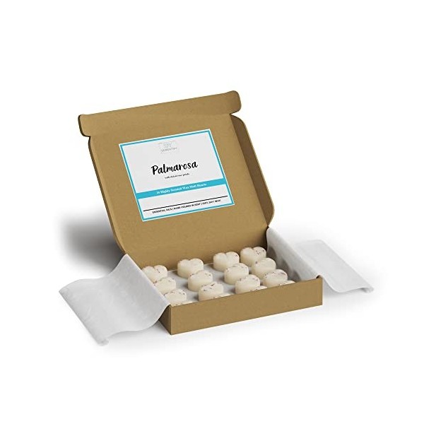 Serentify Palmarosa Lot de 16 cires de soja – Hautement parfumées aux huiles essentielles, durables et 100 % naturelles – Fai