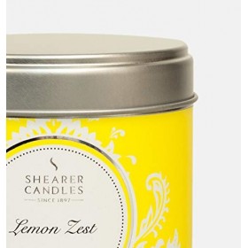 Shearer Candles Bougie parfumée en étain avec mèche de Coton et huiles essentielles Jaune, argenté, Blanc, Grande Taille