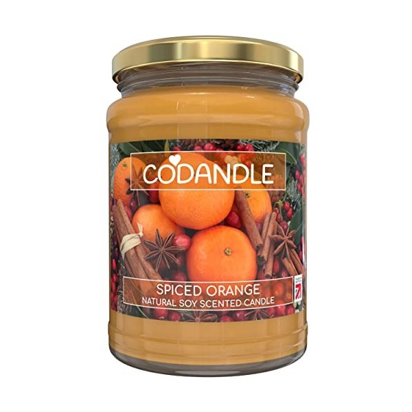 Codandle Candle Bougie parfumée Orange épicée - Grande Bougie parfumée végétalienne - Durée de Combustion 80 Heures - Fabrica