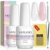 Saviland Gel Construction Ongle U V 5 en 1, Clair & Nudes Rose Naturelle Builder Gel, Contrôle Facile Gummy Base Pose America