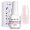 Saviland Gel Construction Ongle U V 5 en 1, Clair & Nudes Rose Naturelle Builder Gel, Contrôle Facile Gummy Base Pose America