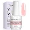 Saviland Gel Construction Ongle U V 5 en 1, Clair & Nudes Rose Naturelle Builder Gel, Contrôle Facile Gummy Base Pose America