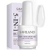 Saviland Gel Construction Ongle U V 5 en 1, Clair & Nudes Rose Naturelle Builder Gel, Contrôle Facile Gummy Base Pose America