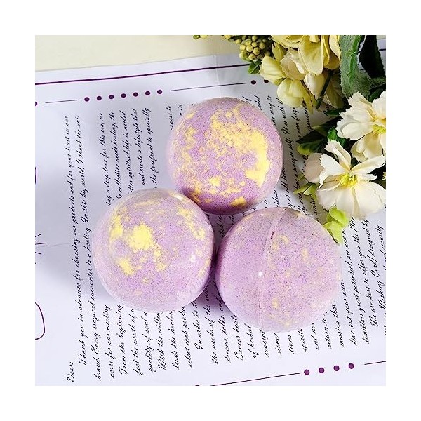 Soulnioi Lanvender Lot de 3 bougies parfumées violettes en forme de clinch et 3 bombes de bain violettes Lanvender 100 g de r