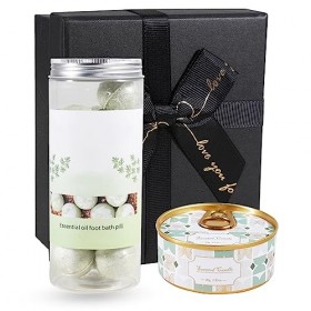 Soulnioi Coffret cadeau : Boules de bain de pieds à lhuile essentielle armoise , bougie daromathérapie vintage parfum fle