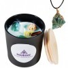 Soulnioi Coffret cadeau daromathérapie en cristal de fluorite vert irrégulier avec pendentif en pierre brute et tasse parfum