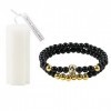 Soulnioi Bracelet en cristal obsidienne et bougie en cire de soja