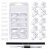 NATUCE Kit dExtensions dOngles, 1PC 17cm Polygel Brush, 100PCS Tips Ongles Polygel, 10PCS Clip Transparent Ongles, kit Poly