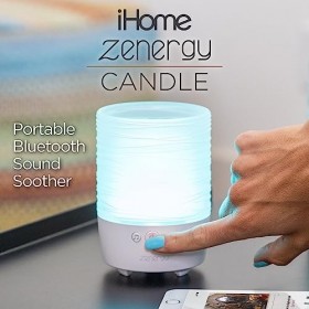 iHome Zenergy Candle Bougie de méditation Bluetooth portable avec effet bougie, thérapie par le son, guide de respiration