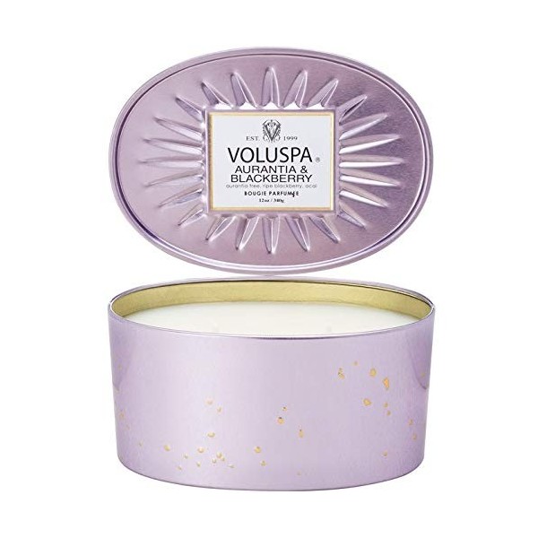 Voluspa Auralia et Blackberry Bougie à 2 mèches en boite ovale 360 g