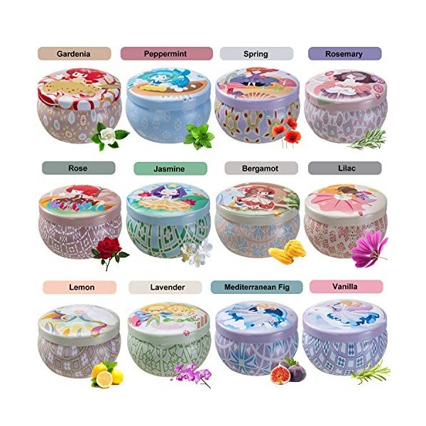 Bauhinia Lot de 12 bougies parfumées en cire de soja pour soulager le stress et aromathérapie