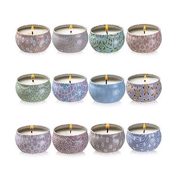 Bauhinia Lot de 12 bougies parfumées en cire de soja pour soulager le stress et aromathérapie