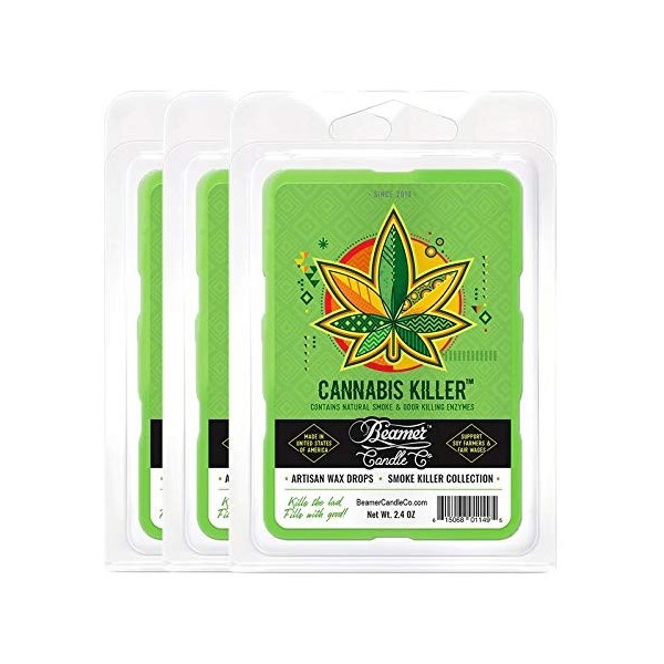 Beamer Candle Co. Smoke Killer Collection Lot de 6 paquets de gouttes de cire – Tueur de cannabis + autocollant Beamer Smoke