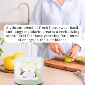 T&H Bougies daromathérapie à 3 mèches en cire de soja pure bougie parfumée 80 heures de combustion longue durée 473 g citro