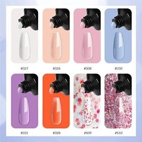 Kit Ongle Gel Complet Phoenixy 8 Couleurs 15ml Nail Extension Gel Kit de Manucure Poly Nail Tube Gel Kit de Nail Art Coffret 