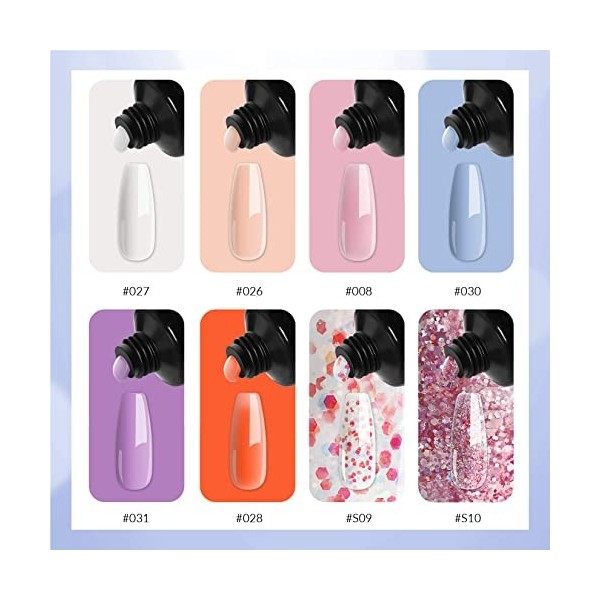 Kit Ongle Gel Complet Phoenixy 8 Couleurs 15ml Nail Extension Gel Kit de Manucure Poly Nail Tube Gel Kit de Nail Art Coffret 