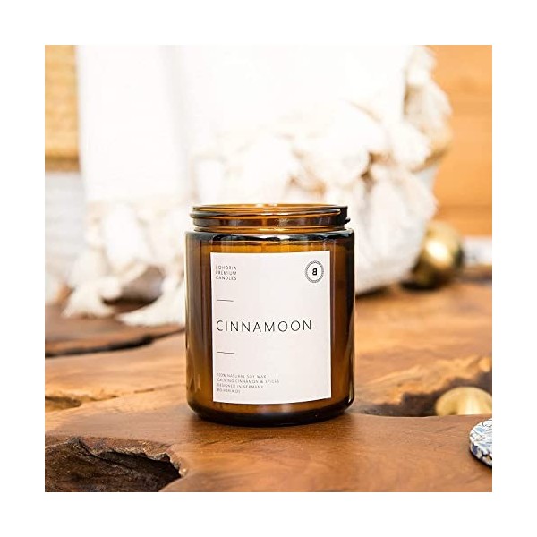 BOHORIA® Bougie de bien-être de qualité supérieure en cire de soja naturelle - Contient des huiles essentielles naturelles c