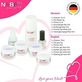 N&BF Nail Design Kit de démarrage pour ongles en gel avec gel de base, gel de construction, gel freinch, gel de mastication –