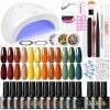 UR SUGAR 48W Lampe U V Kit Vernis Semi Permanent Complet, Kit Manucure Semi Permanent avec 12 Couleur Automn Vernis à Ongles 