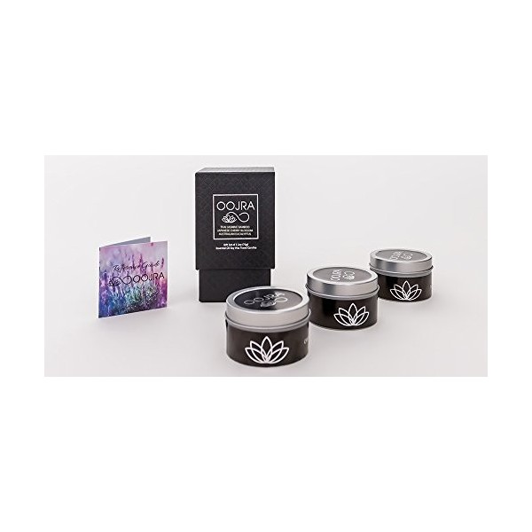 Oojra Lot de 3 bougies de voyage parfumées à lhuile essentielle de soja avec coffret cadeau – Jasmin thaïlandais, bambou, eu