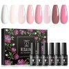 ROSALIND Vernis Semi Permanent, Rose Blanc Couleurs 5ml Vernis à Ongles, Vernis Gel UV LED Soak Off Manucure Nail Art Set Gel