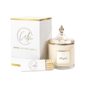 CALM CANDLES ESSENTIAL - Fairylola Bougie à mèche en bois, infusée avec de lhuile essentielle de bergamote, de pomme, de boi