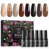 ROSALIND Vernis Semi Permanent, Rose Blanc Couleurs 5ml Vernis à Ongles, Vernis Gel UV LED Soak Off Manucure Nail Art Set Gel