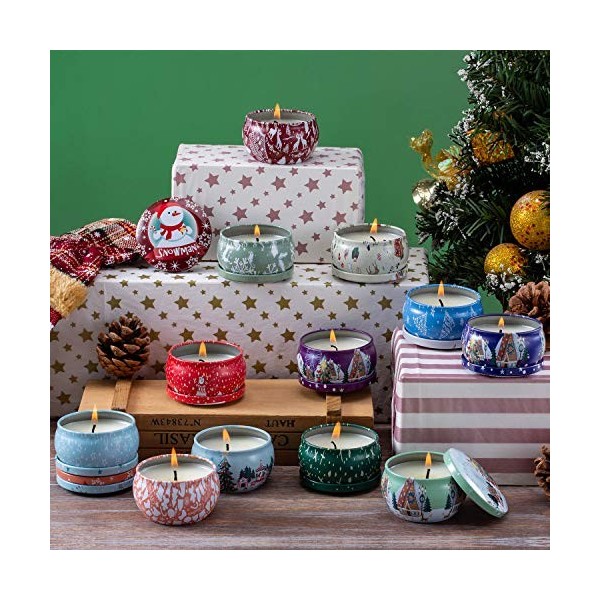 Peilin Lot de 12 bougies parfumées en cire de soja pour soulager le stress et aromathérapie