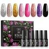 ROSALIND Vernis Semi Permanent, Rose Blanc Couleurs 5ml Vernis à Ongles, Vernis Gel UV LED Soak Off Manucure Nail Art Set Gel