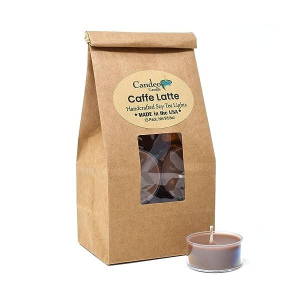 Candeo Candle Caffe Latte, café parfumé Bougies de soja, Lot de 12 Bougies Effacer Tasse