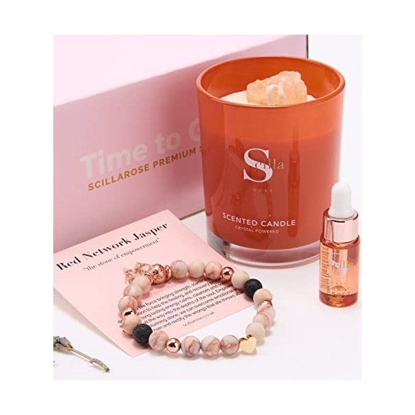 Bracelet Diffuseur Huile Essentielle - Pierre de Lave & Cristal avec Breloque Coeur - Huile de Paix Intérieure pour Sommeil -