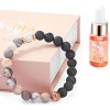 Bracelet Diffuseur Huile Essentielle - Pierre de Lave & Cristal avec Breloque Coeur - Huile de Paix Intérieure pour Sommeil -