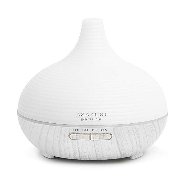 ASAKUKI Diffuseur dHuiles Essentielles 300ml avec 8 * 10ml Top Huiles Essentielles,Humidificateur Ultrasonique Diffuseur Aro