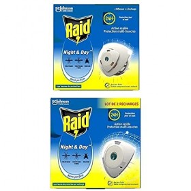 Raid Kit Night&Day Protection Multi-Insectes - 1 Diffuseur Night&Day + 2 recharges