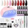 COSCELIA Kit Vernis Semi Permanent, Lampe uv Ongles Gel 36W UV/LED Lot 10 Vernis à Ongles Soak off Base Top Coat Primer Lime 