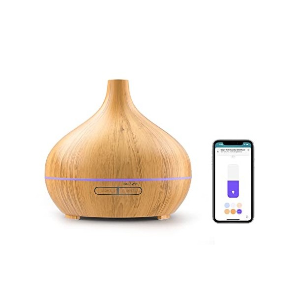 Meross Diffuseur dHuiles Essentielles Connecté WiFi Compatible avec HomeKit, Alexa et Google Home, Diffuseur dArôme Ultraso