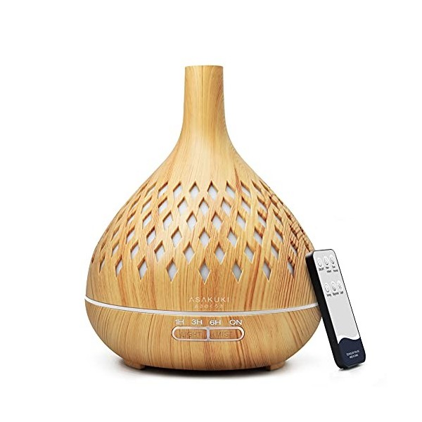 ASAKUKI Diffuseur dHuiles Essentielles 400ml, Ultrasonique Humidificateur Diffuseur Aromathérapie Electrique avec Télécomman