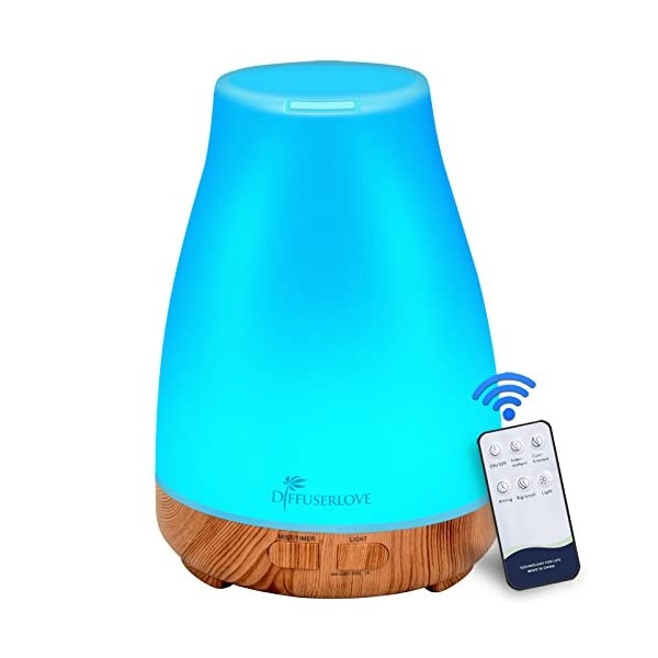 Diffuseur dHuiles Essentielles 300ML Diffuseur dAromathérapie Electrique avec 7 Lumières LED de Couleur et Arrêt Automatiqu