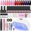 PEACECOLOR Kit Vernis Semi Permanent 15 Couleurs ,Vernis à Ongles 36W Lampe UV Gel Ongles UV LED Base et Top Coat Décors Kit 