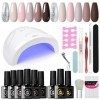 UR SUGAR 7ML Vernis Semi Permanent Nude Rose Paillettes 48W Lampe Gel Ongle Kit Ongle Gel U V Complet Kit Top Coat Base Gel M