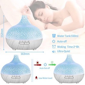 MAISITOO Diffuseur dHuiles Essentielles,550ml Ultrasonique Humidificateur Diffuseur Aromathérapie Electrique avec Télécomman