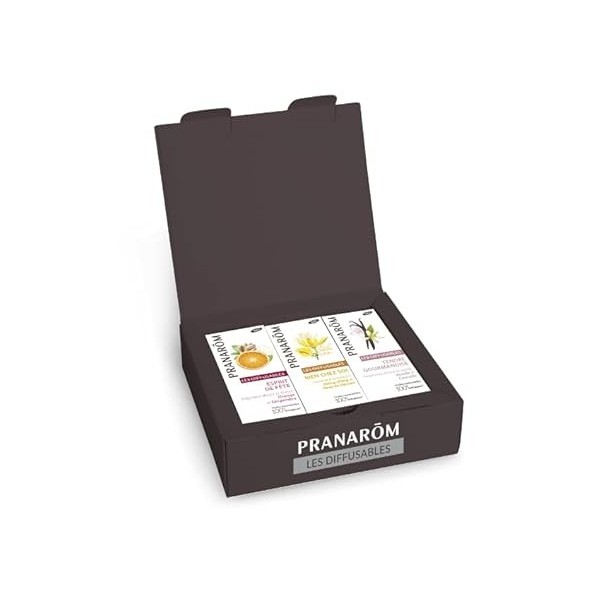 PRANAROM - Coffret Les Diffusables - BIO - Assortiment de 3 Huiles Essentielles Pour Diffuseur - 3x10ml