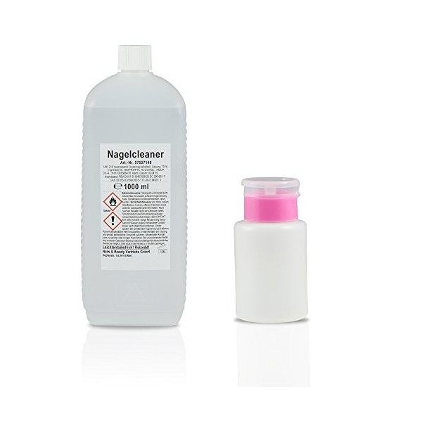 N & BF ongles Cleaner 1000 ml + Set de distributeur Bouteille – 70% isopropanol Pompe dalcool alcool isopropylique