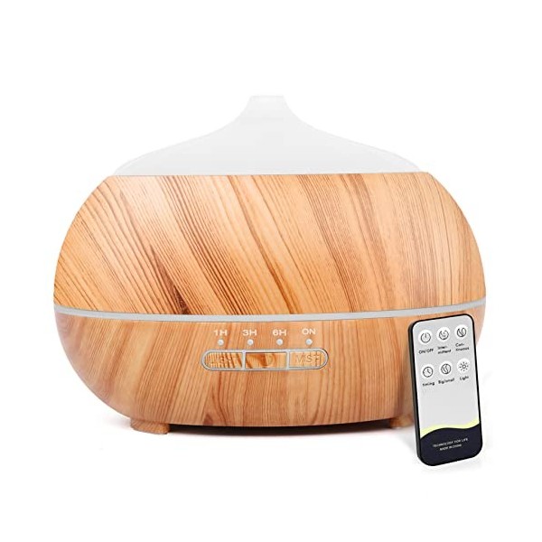 Diffuseur dhuiles essentielles pour humidificateur à ultrasons: Diffuseur dhuiles daromathérapie 500 ML avec télécommande 