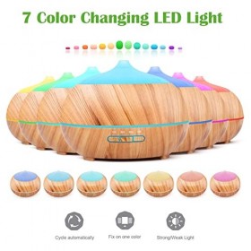 Diffuseur dhuiles essentielles pour humidificateur à ultrasons: Diffuseur dhuiles daromathérapie 500 ML avec télécommande 