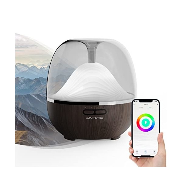 Alexa Diffuseur dHuiles Essentielles WiFi, Ankrs 600ml Humidificateur dair Compatible avec Alexa/Google Home, Smart Diffuse